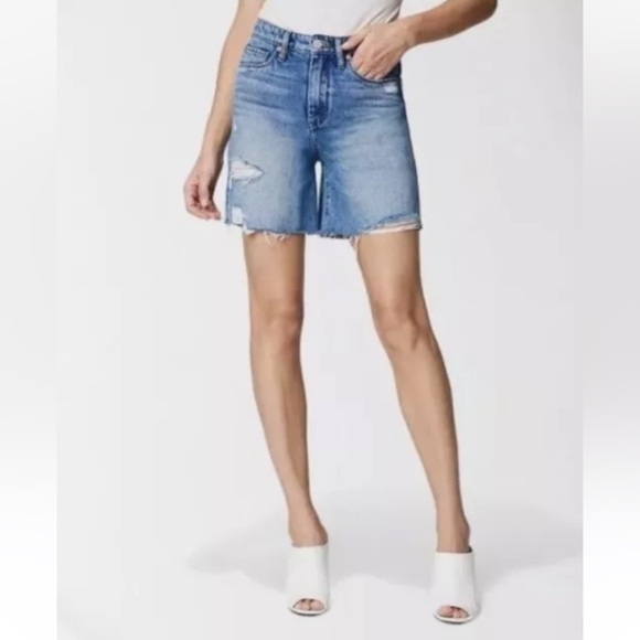 Blank NYC The Warren Distressed Raw Hem Cut Off Medium Wash Shorts NWT Size 27 - Picture 1 of 9